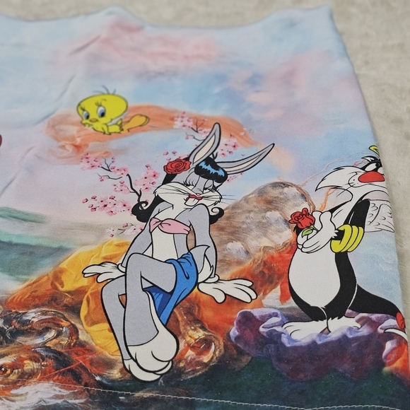 Looney Tunes “Be A Queen” Satin Mini Skirt–Drag Graphic, High Waist, Hidden Zip - Picture 7 of 13